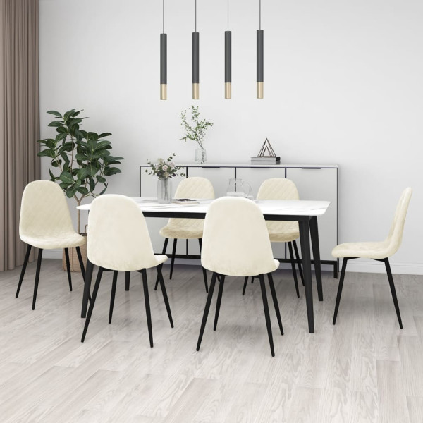 Cadeiras de jantar 6 unidades veludo branco creme D