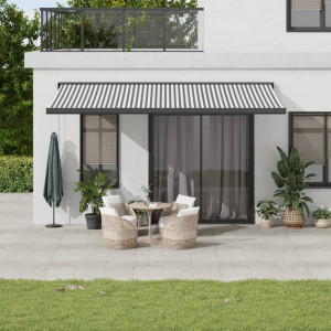 Toldo retráctil aluminio y tela gris antracita y blanco 5x3 m D