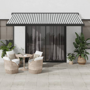 Toldo retráctil aluminio y tela gris antracita y blanco 4x3 m D