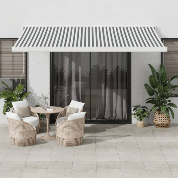 Toldo retráctil aluminio y tela gris antracita y blanco 4.5x3 m D