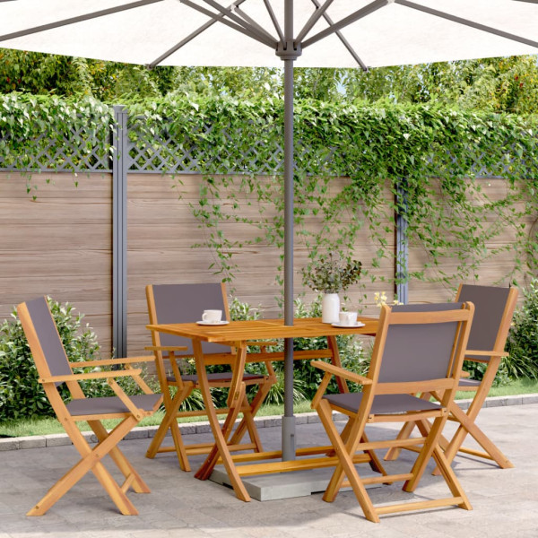 Garden Dining Set 5 pcs tecido madeira maciza antracita D