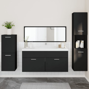 Juego de muebles de baño 4 pzas madera contrachapada negro D