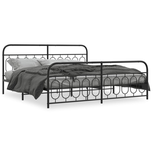 Cama de cabeça e stribo black metal 200x200 cm D