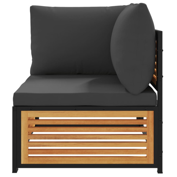 Sofá de jardín de esquina con cojines madera maciza de acacia M 4