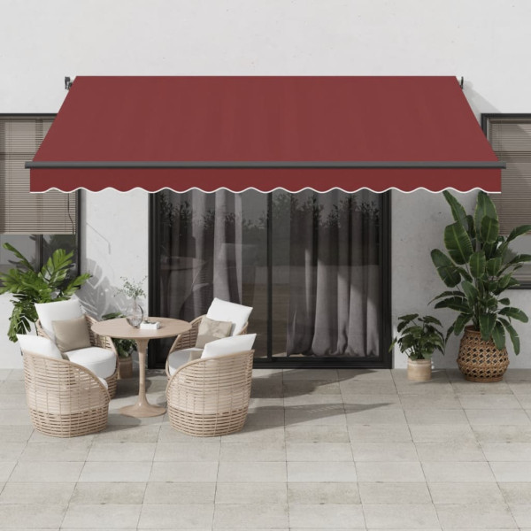 Toldo retrátil manual com LEDs cor de vinho 400x350 cm D