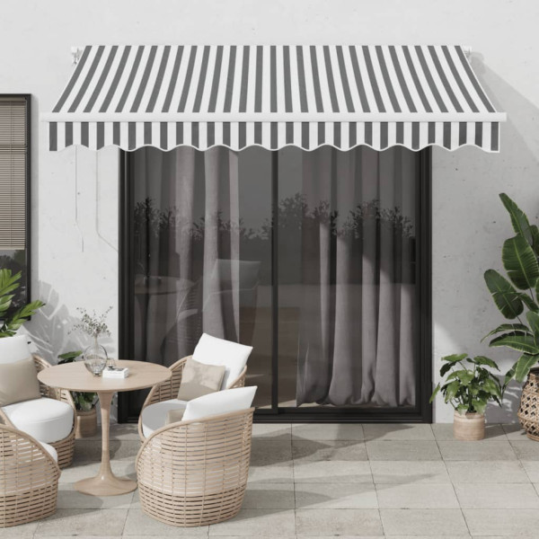 Toldo retrátil manual cinza e branco antracite 300x250 cm D