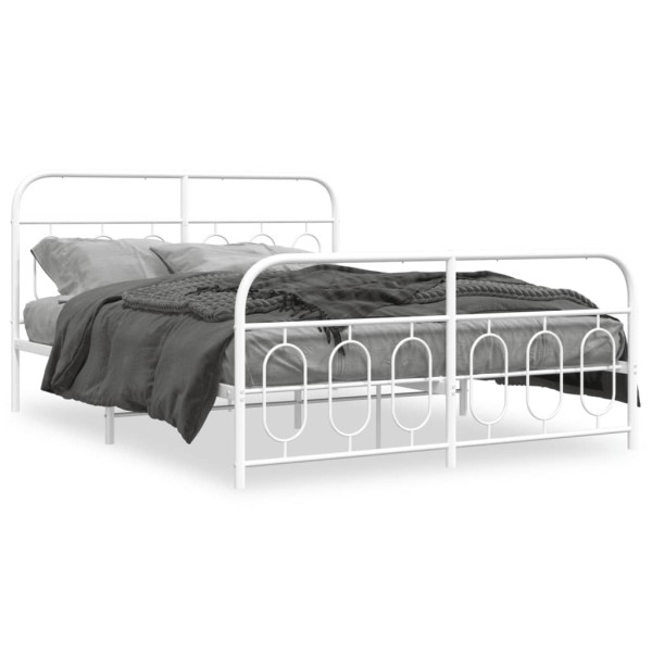 Estrutura cama de metal com cabeçalho e branco stribo 150x200 cm D