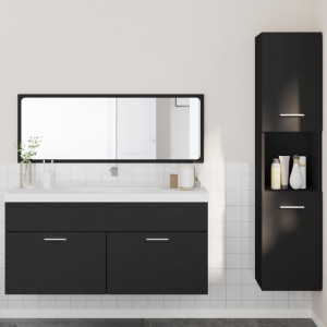 Juego de muebles de baño 3 pzas madera contrachapada negro D