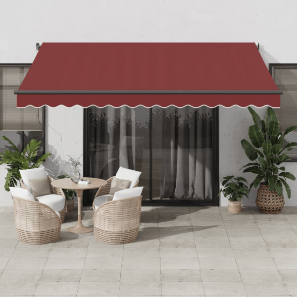 Toldo retrátil automático com LEDs cor de vinho 400x350 cm D