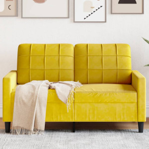 Sofá de 2 quadrados de veludo amarelo 120 cm D