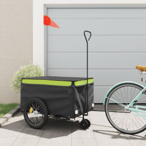 Remolque de bicicleta de ferro preto e verde 45 kg D