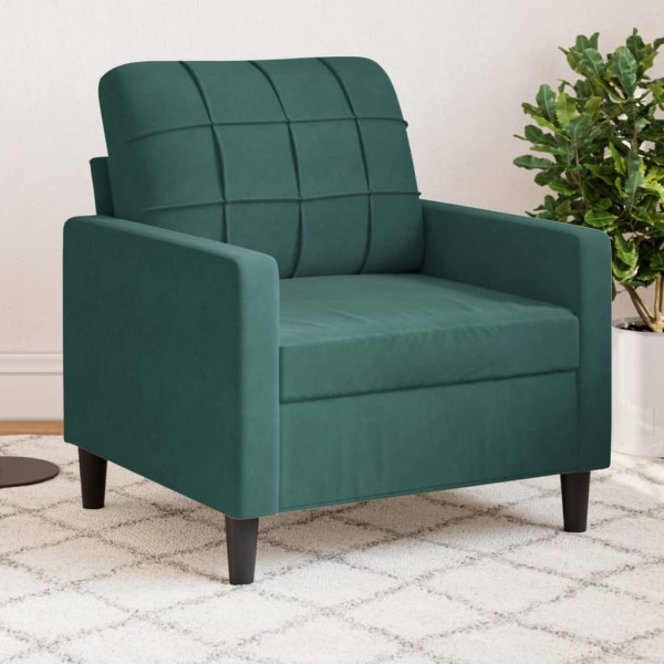 Sillón de terciopelo verde oscuro 60 cm D