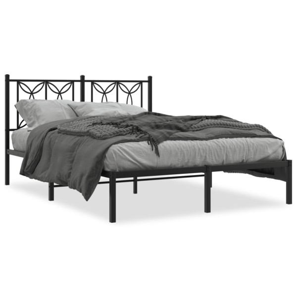 Estrutura de cama com cabeçote de metal preto 135x190 cm D