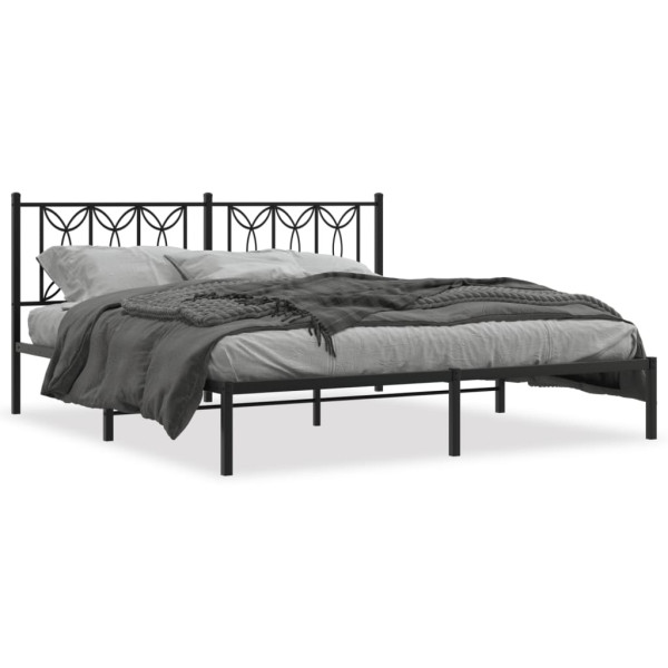 Estrutura de cama com cabeçote de metal preto 183x213 cm D