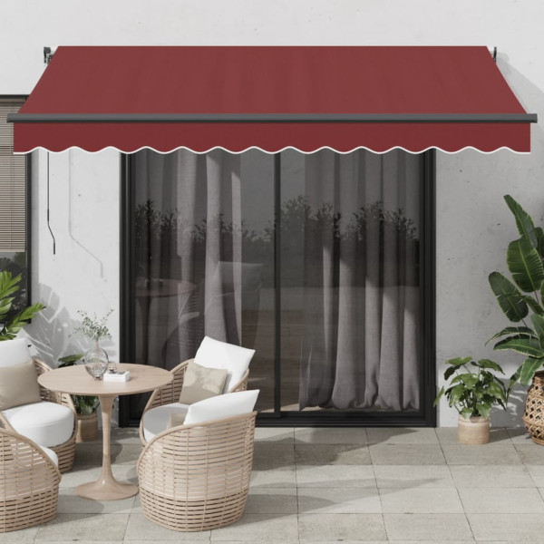 Toldo retrátil manual com luzes LED bordô 350x250 cm D