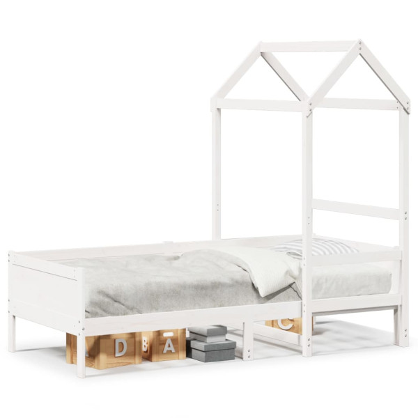 Sofá-cama com teto de madeira maciça de pinheiro branco 90x190 cm D