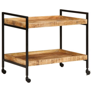 Carrito de cocina madera maciza de mango rugosa 80x55x70 cm D