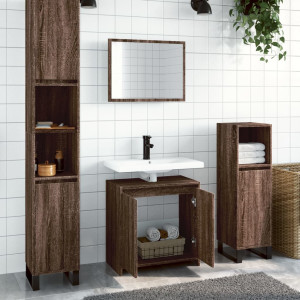 Set de muebles baño 2 pzas madera contrachapada marrón roble D