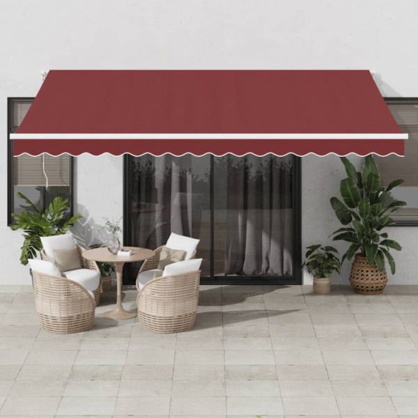 Toldo retrátil automático com luzes LED bordô 450x350 cm D