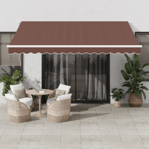 Toldo retráctil automático con luces LED marrón 400x350 cm D