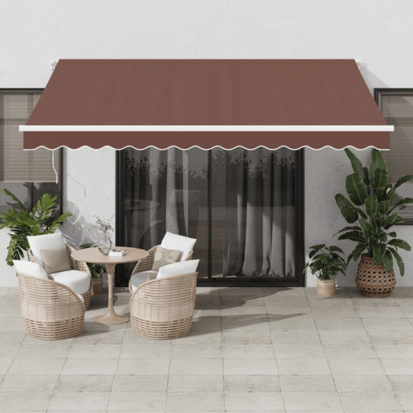 Toldo retrátil automático com luzes LED marrons 400x350 cm D