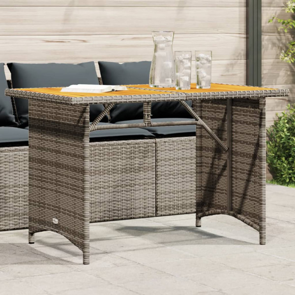 Mesa de jardín superficie de madera ratán PE gris 110x68x70 cm D