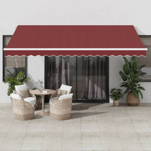 Toldo retrátil manual com luzes LED bordô 450x350 cm D