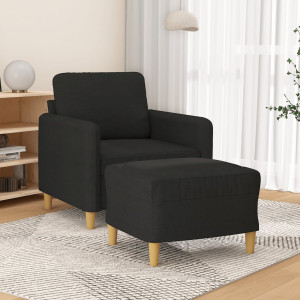 Sillón con taburete tela negro 60 cm D