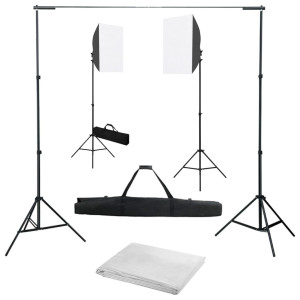 Kit de estudio fotográfico con luces softbox y fondo D