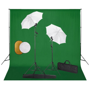 Kit estudio fotográfico lámparas sombrillas fondo y reflector D