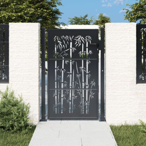 Porta de jardim cinza antracite design bambu 105x130 cm D