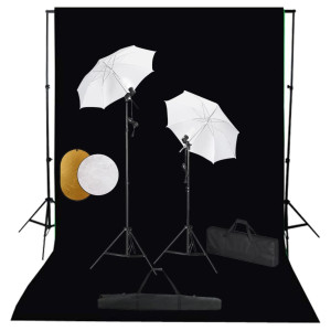 Kit estudio fotográfico lámparas sombrillas fondo y reflector D