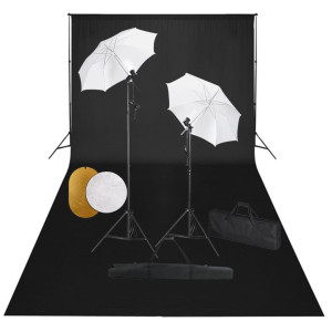 Kit estudio fotográfico lámparas sombrillas fondo y reflector D