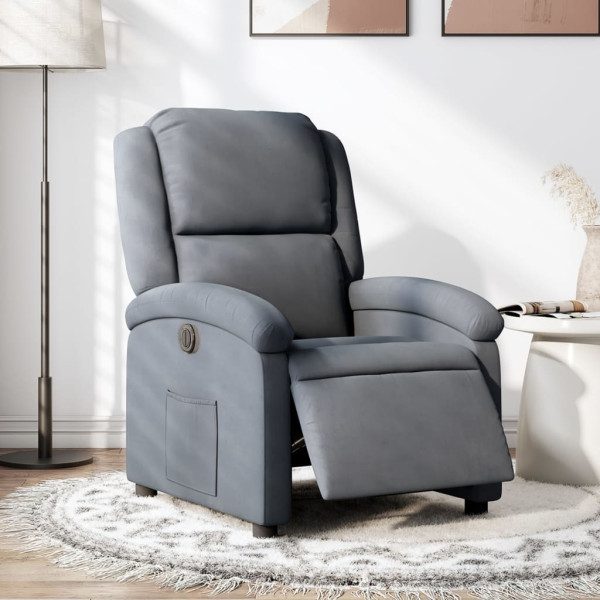 Sillón reclinable eléctrico de terciopelo gris oscuro D