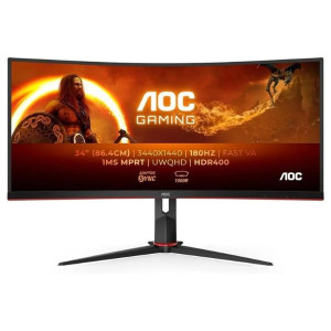 Monitor gaming ultraparonámico curvo aoc cu34g2xp/bk 34'/ wqhd/ 1ms/ 180hz/ va/ negro D