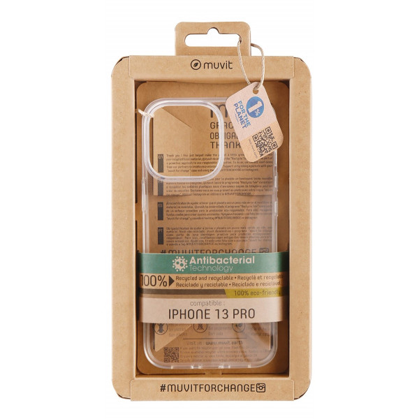 Funda muvit recycletek para apple iphone 13 pro antibacterias transparente D