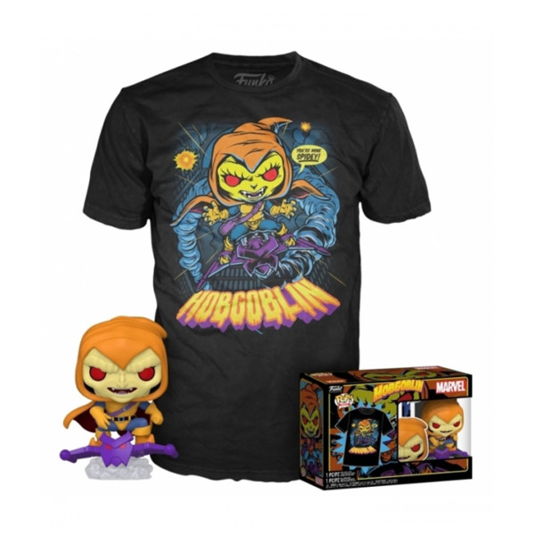 Funko pop maravilha spiderman hobgoblin + exclusivo T-shirt tamanho xl D