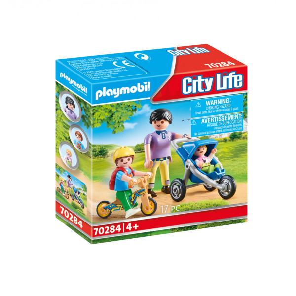 Mãe da cidade Playmobil com filhos D