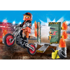 Playmobil starter pack stuntshow moto con pared de fuego D