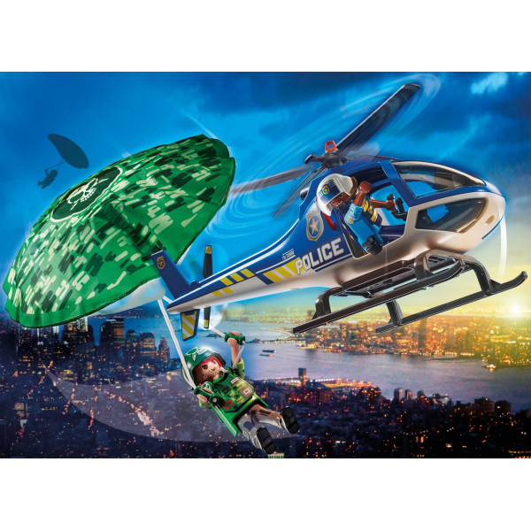 Playmobil cidade helicóptero polícia perseguição em paraquedas D