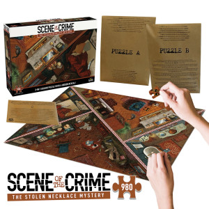 Jogo de mesa cena crime puzzle mistério de colar roubado D