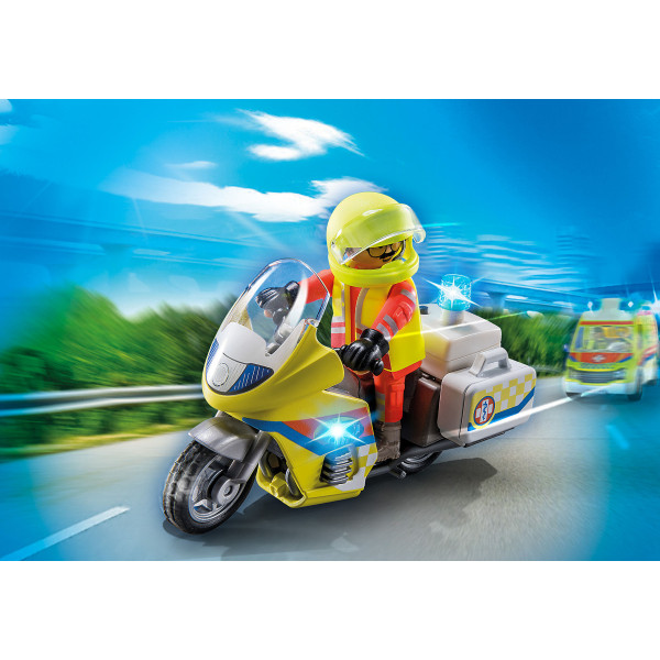 Motocicleta de emergência Playmobil com luz intermitente D