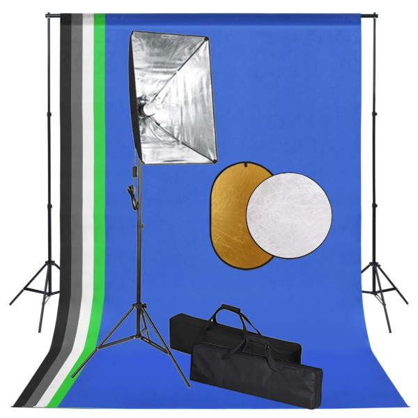 Kit de estudio fotográfico con luces softbox fondo y reflector D