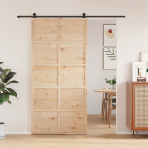 Puerta de granero madera maciza de pino 100x208 cm D