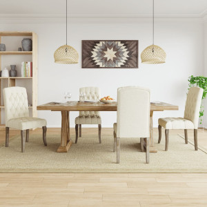 Sillas de comedor 4 unidades tela con apariencia de lino beige D