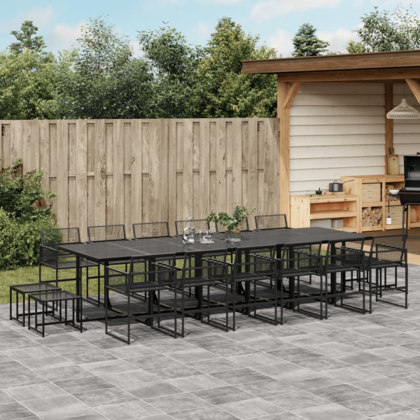 Conjunto de jantar de jardim com 17 peças de rattan sintético preto D