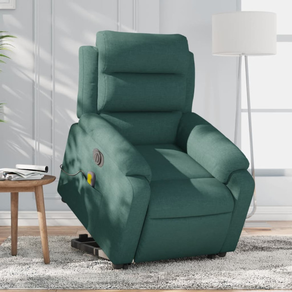 Reclining cadeira de massagem elétrica levantada tecido verde escuro D