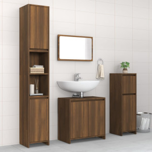 Set de muebles baño 4 pzas madera contrachapada roble marrón D