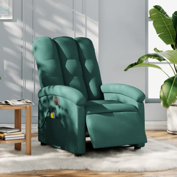 Sillón reclinable de masaje eléctrico tela verde oscuro D