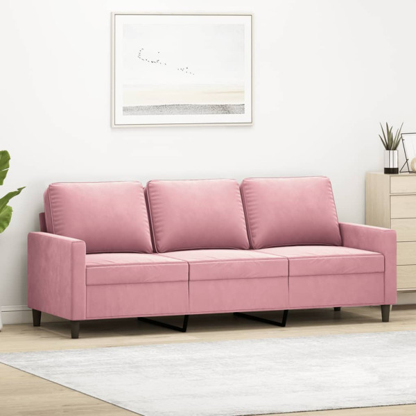 Sofá de 3 plazas terciopelo rosa 180 cm D